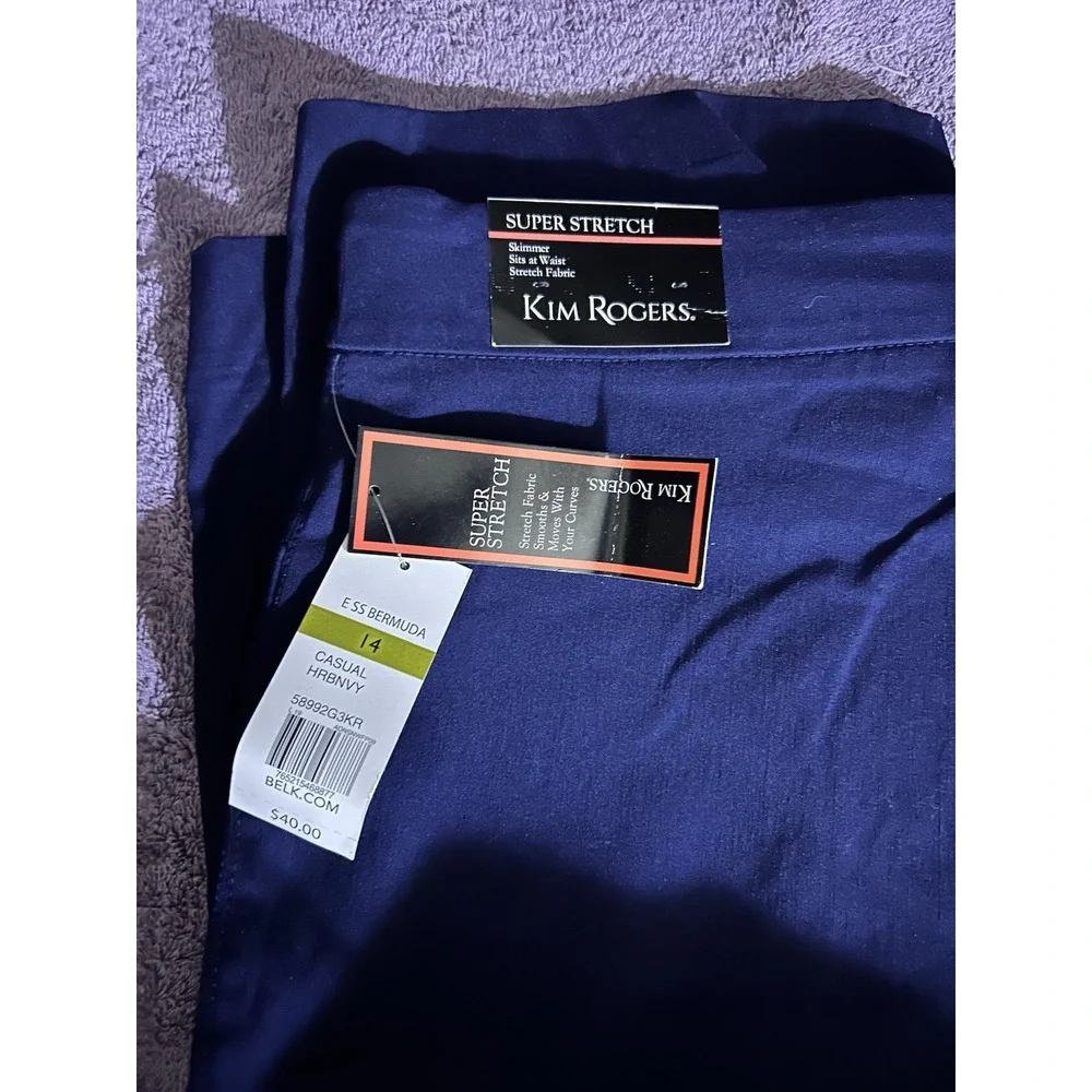 Kim Rogers Super Stretch Skimmer Shorts Women's Size 14 Blue  Pull On Casual NWT